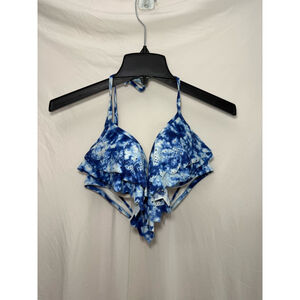 Women's Victoria’s Secret PINK Swim Top Large Blue Tie Dye